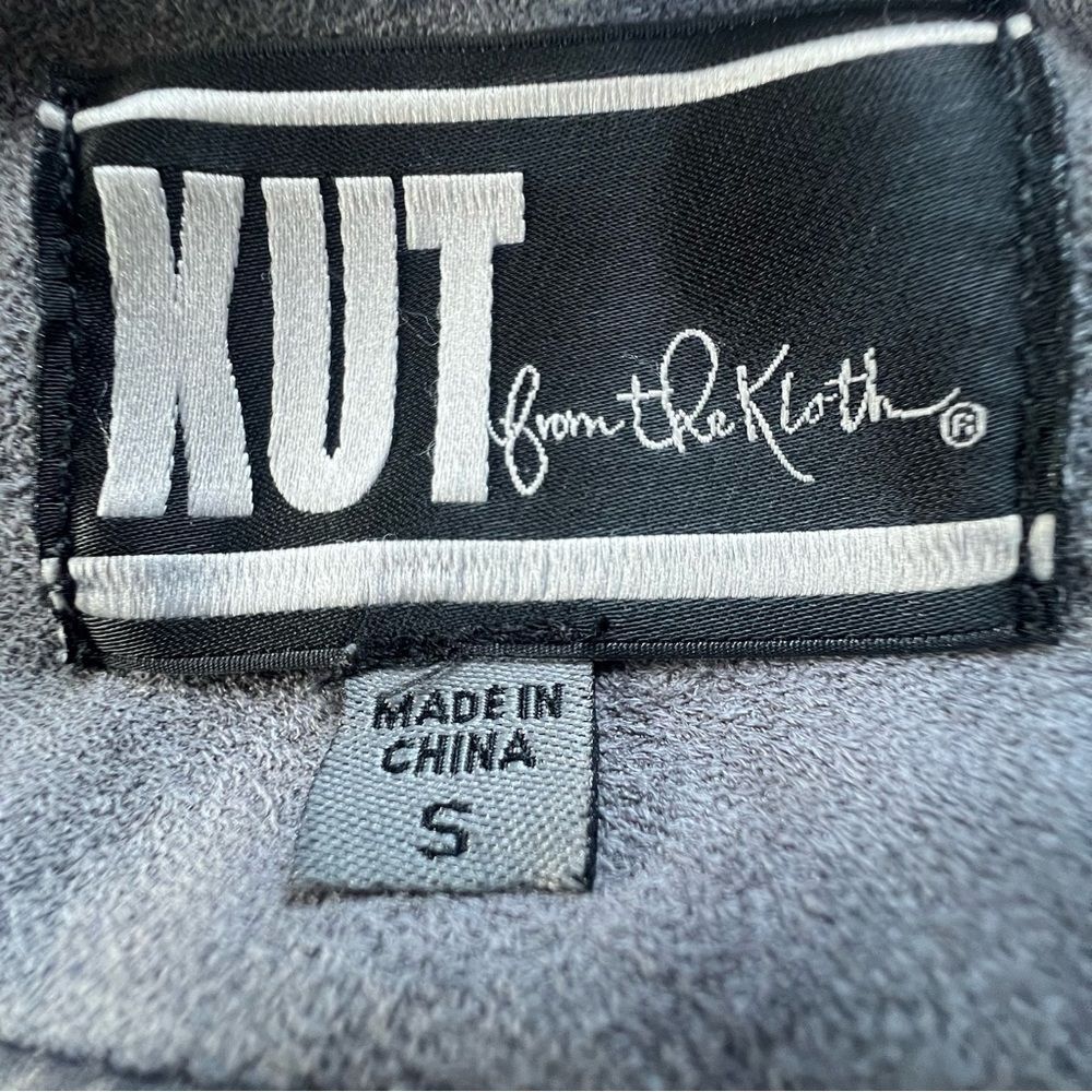 KUT from the Kloth Grey Faux Suede Peplum Lace-Up Jacket Blazer Size S - Picture 13 of 14